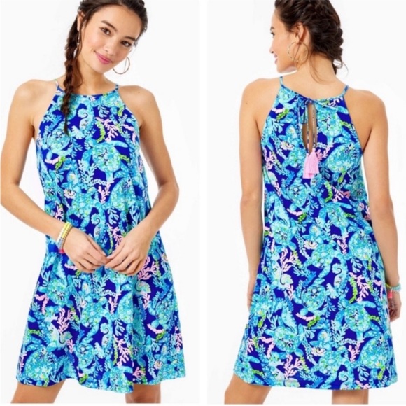 Lilly Pulitzer Margot Swing Dress XS Corsica Blue Turtle Villa - Picture 1 of 14
